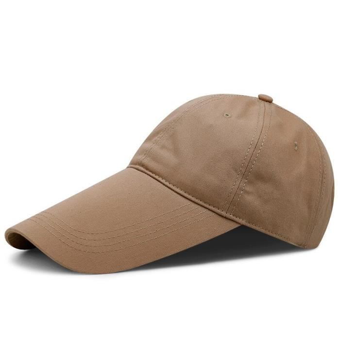 Casquette de Baseball à visière longue pour homme, chapeau de pêche, grande taille, décontract length 11cm khaki 55-60cm -AOAE7900