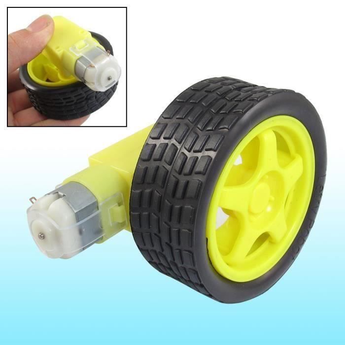 Jaune Noir Pneu Roue + tige simple Têtes 15rpm 160 mA moteur 3 V DC Bout0109-18D-46306