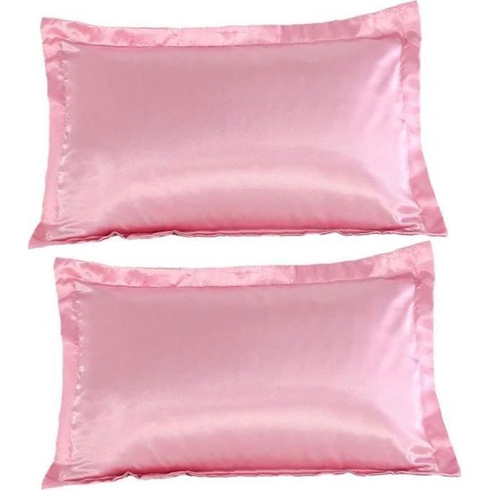 Satin Taie soie sentiment anti-rides Taie d'oreiller cheveux cas de soins de la peau 1pair rose