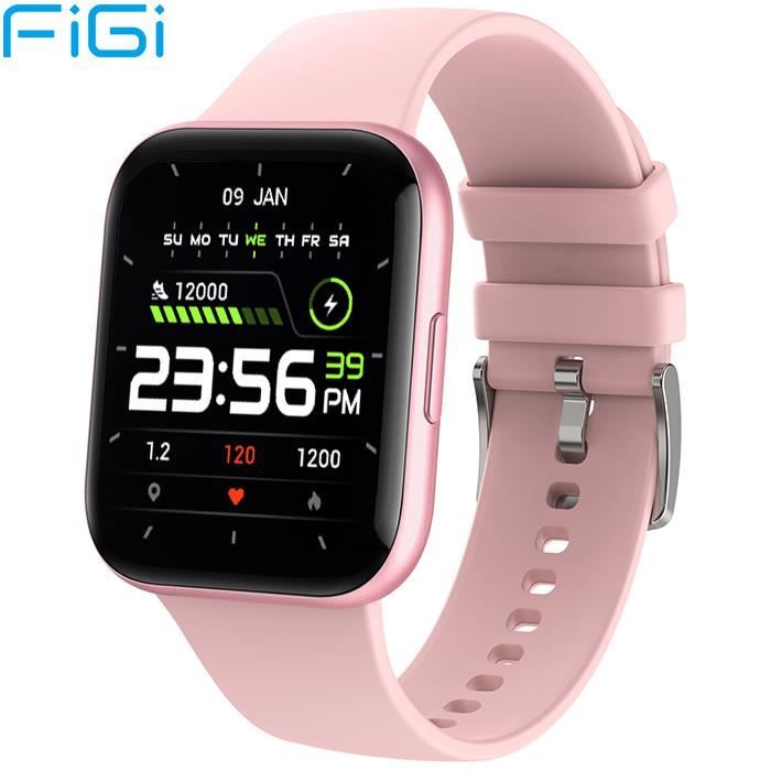 Montre Connectée FiGi P25 Smartwatch Bluetooth 5.1 IP68 Etanche pour Samsung Sony Huawei Xiaomi Android Rose