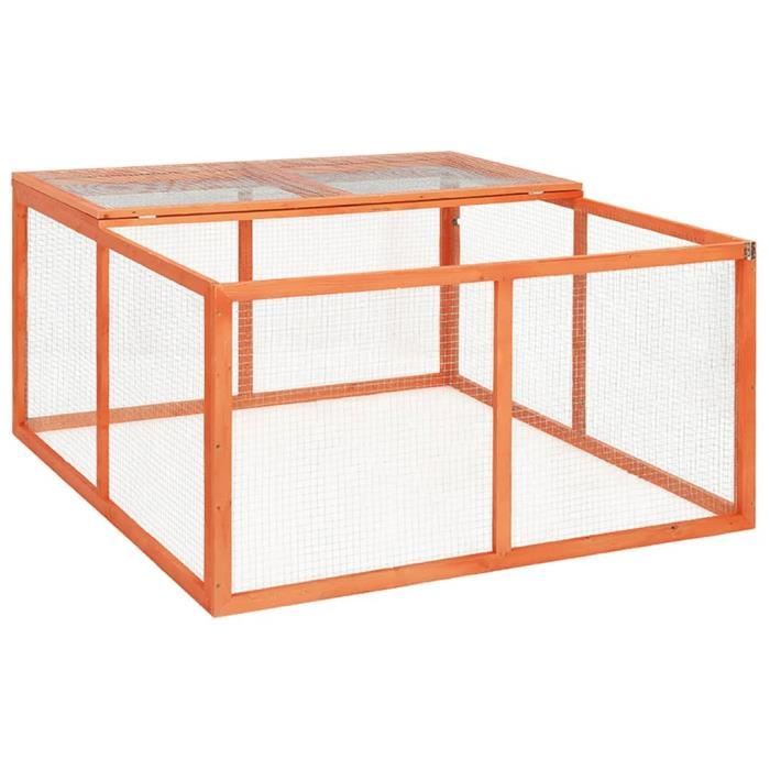Clapier 124x120x60 cm Bois de sapin massif SIB-7663815312787