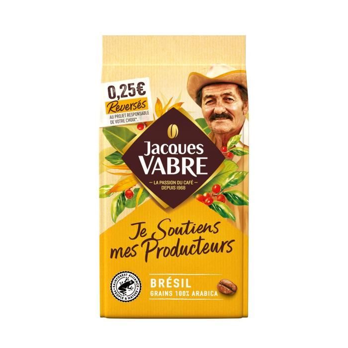JACQUES VABRE Café Grains Je Soutiens mes Producteurs Brésil - 400 g