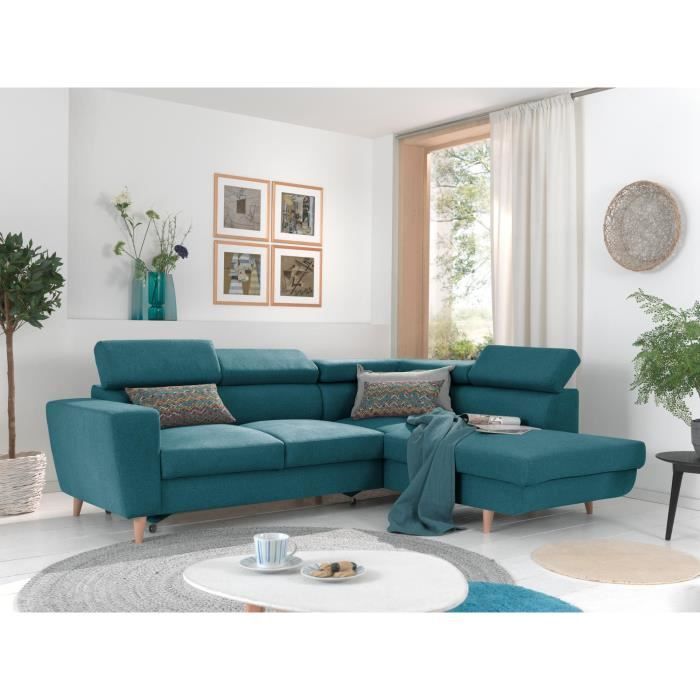 Canapé d'angle 5 places Bleu Scandinave