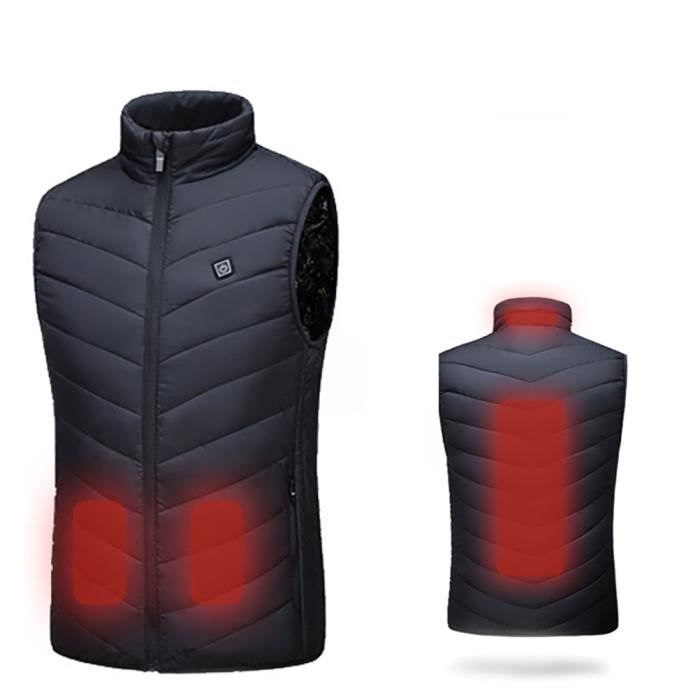 Vest Chauffante Electrique Intelligent Hiver Gilet Batterie Thermique Manteau pour Activités de Plein Air Chasse Randonnée007