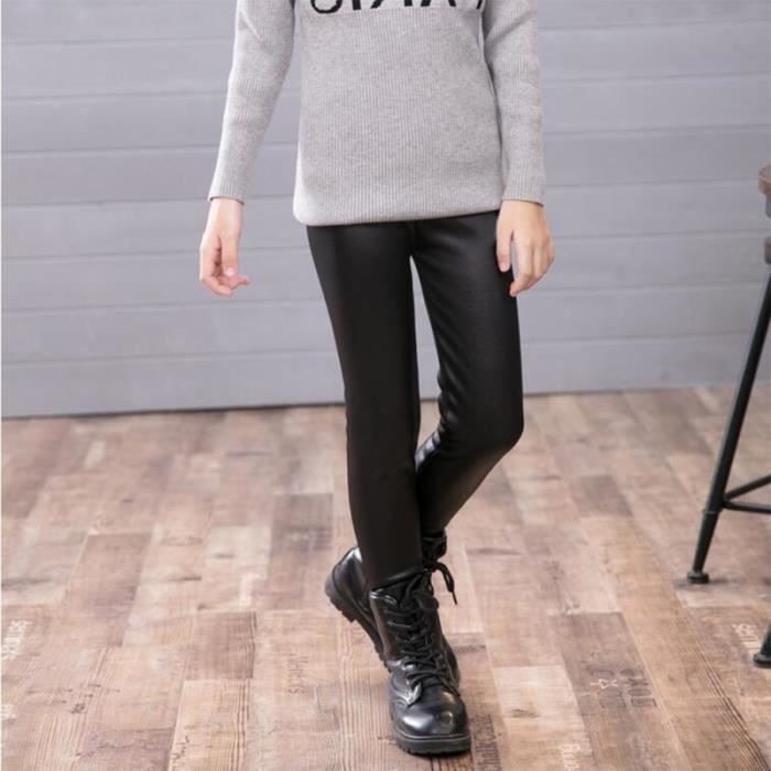 pantalon d'hiver pour filles, leggings épaississants, en cuir, slim stretch pour enfant, plus un SURVETEMENT - JOGGING DE SPORT