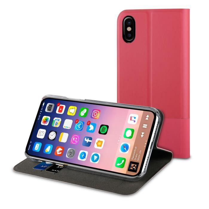 MUVIT Etui folio standard pour smartphone - Edition rose - Apple Iphone X