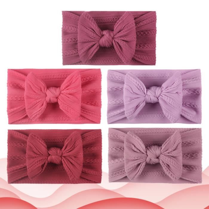 5 pièces Nylon arc bébé bandeau Simple enfants bande de texturé Jacquard BANDEAU - SERRE-TETE - HEADBAND - HAIRBAND