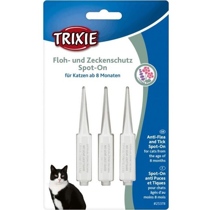 Protection anti-tiques et puces, Spot-On pour chat + de 8 mois-Trixie 3,000000