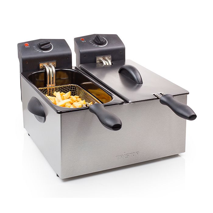 Friteuse Tristar FR-6937 – Contenance 2 x 3 l – Les deux cuves peuvent être utilisées séparément.