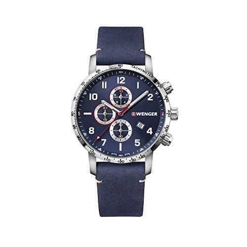 Wenger Homme Attitude Chronographe Montre en Acier Inoxydable avec Quartz, Analogue à la Fabrication Suisse 01.1543.109