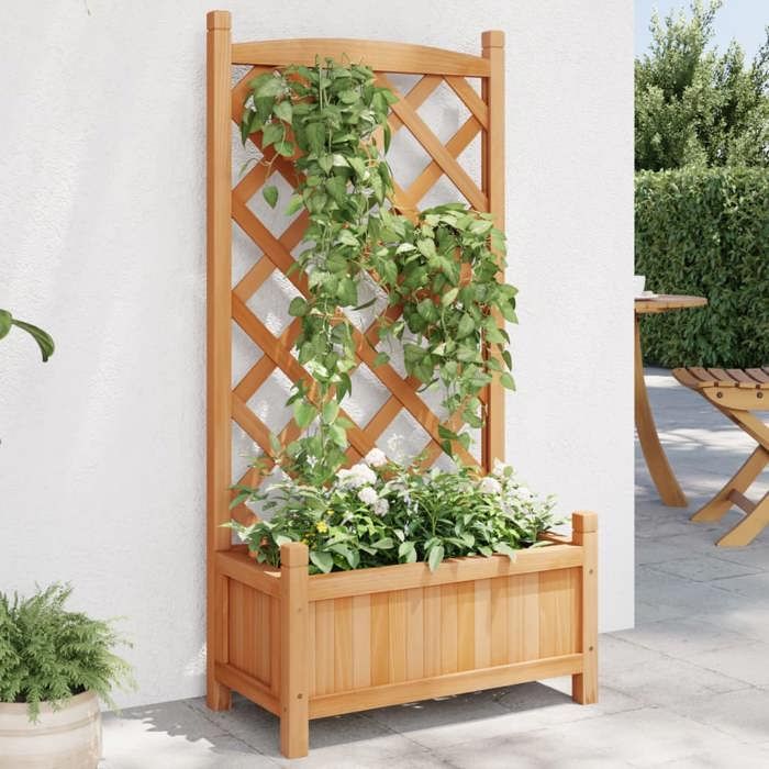 vidaXL Jardinière avec treillis Bois