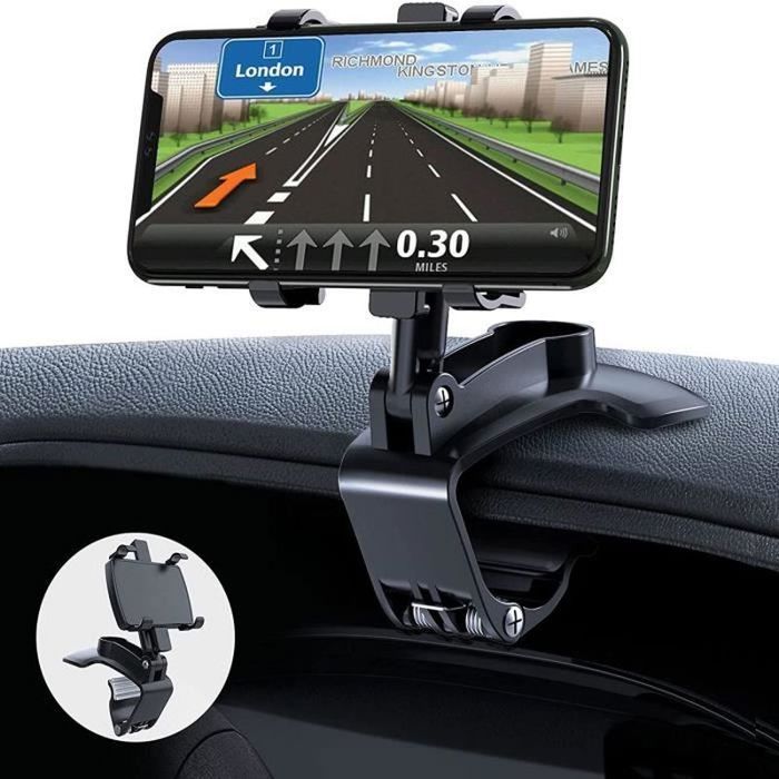Loncaster Support Telephone Voiture [Rotatif Horizontal à 360 °] Support de téléphone en Silicone pour Tableau de Bord, Support de téléphone Portable Mains Libres Compatible avec iPhone Samsung