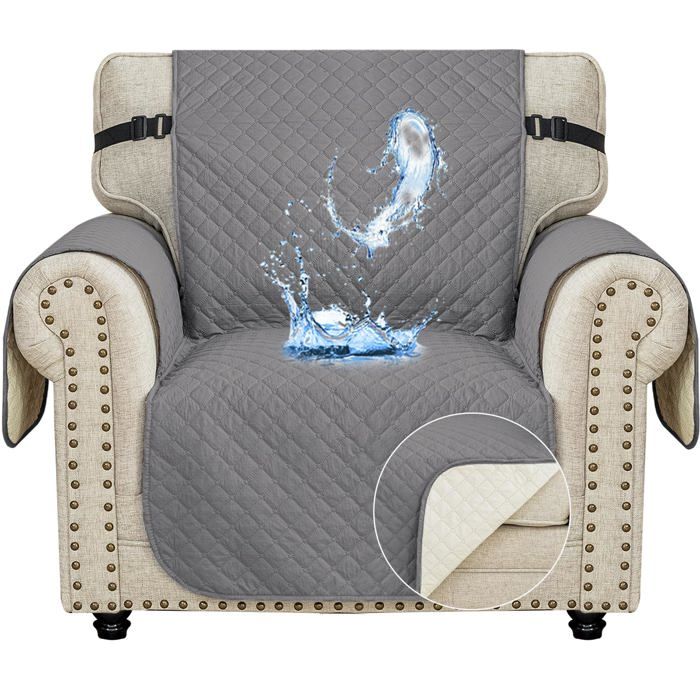 Ystyle Housse Canapé 1 Place Impermeable Housse de Canapé avec Accoudoirs Universelle Protege Canape Gris Clair