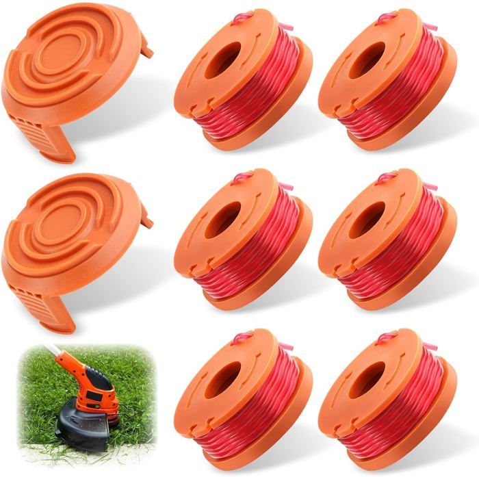 12 Pack Bobine Fil Coupe Bordure, 1.65 Mm Et Bobine De Fil De Coupe De 3 M, Adaptée à La Machine De Coupe WA0010 (12 Fil Coupe Bordure,2 Couvercle