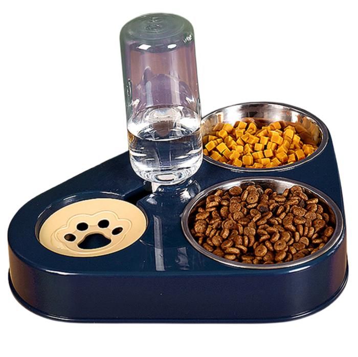 Gamelle double en acier inoxydable pour chats gamelle dalimentation 3 en 1 pour chats