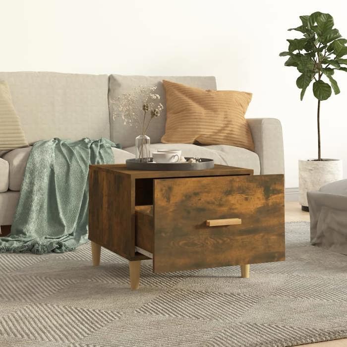 Table basse - Plusieurs Niveaux - Chêne fumé 50x50x40 cm - Bois dingénierie - Salon Moderne(87130) ZLH