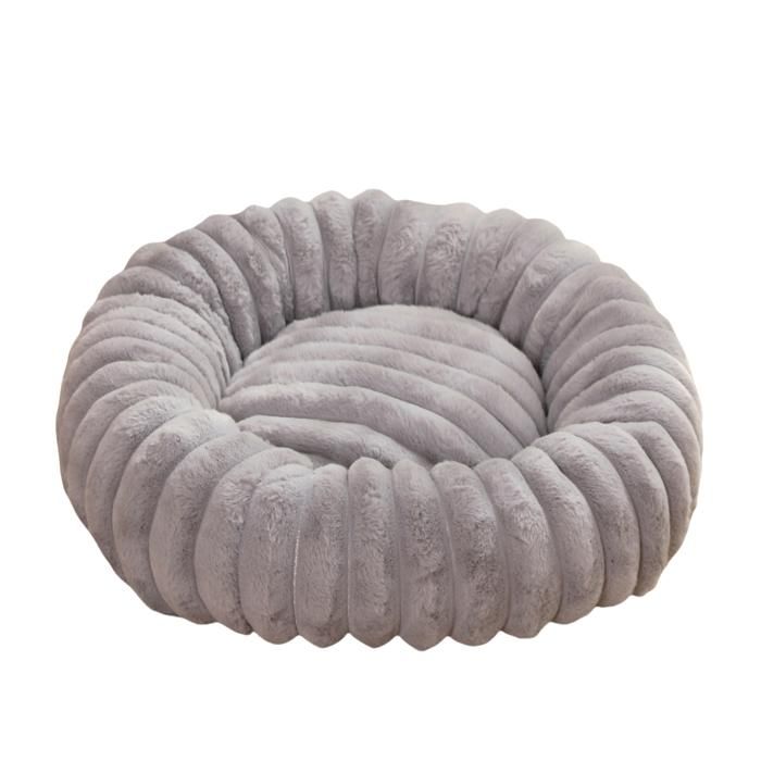 Lit Moelleux Rond Pour Chat Et Chien Extra Large Lavable Avec Coussin Corbeille et panier pour chien 70x70cm Grise