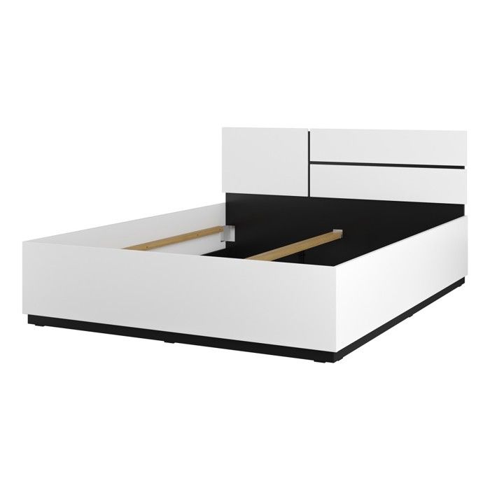 Lit HAVANA 160x200 cm blanc et noir – Design moderne et structure robuste