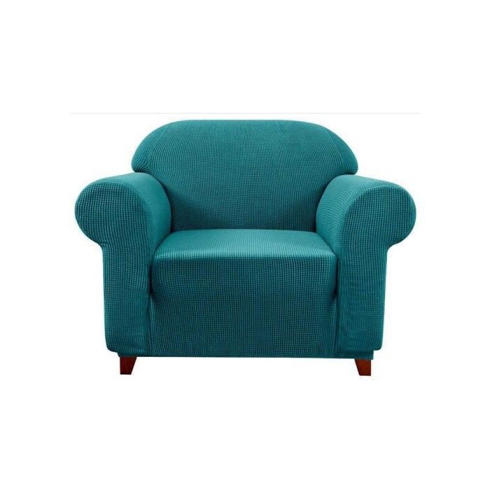 Housse de Canapé Extensible - 1 Place - Bleu Vert - Polyester/Spandex