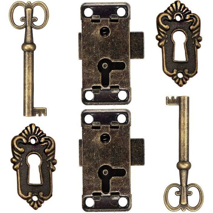 Serrures Antiques - YYV - Lot de 2 - Fer Résistant - Design Vintage - Clé Incluse YYV