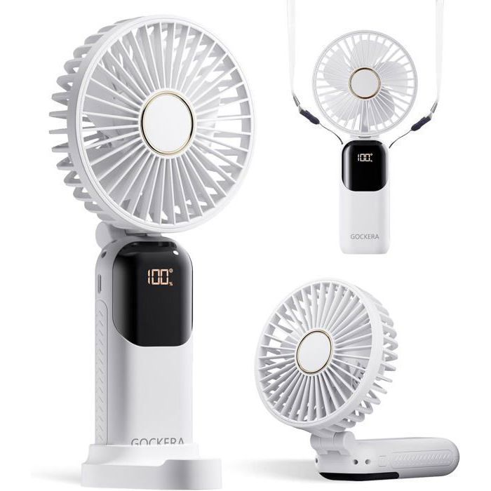Ventilateur portable pliable - F01 - 4200 mAh - 5 vitesses - Affichage numérique - Ultra silencieux - Pliable à 180° - Keeper