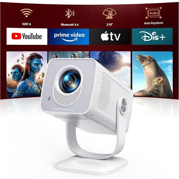 Mini vidéoprojecteur 4K - TULLSA - Android 13 - Auto Keystone - Rotation 270° - Wi-Fi 6