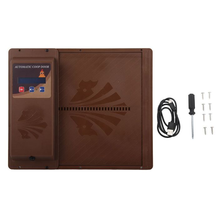 Comparer les prix de Ouvre-porte automatique de poulailler USB ouverture horizontale avec minuterie marron -SALALIS