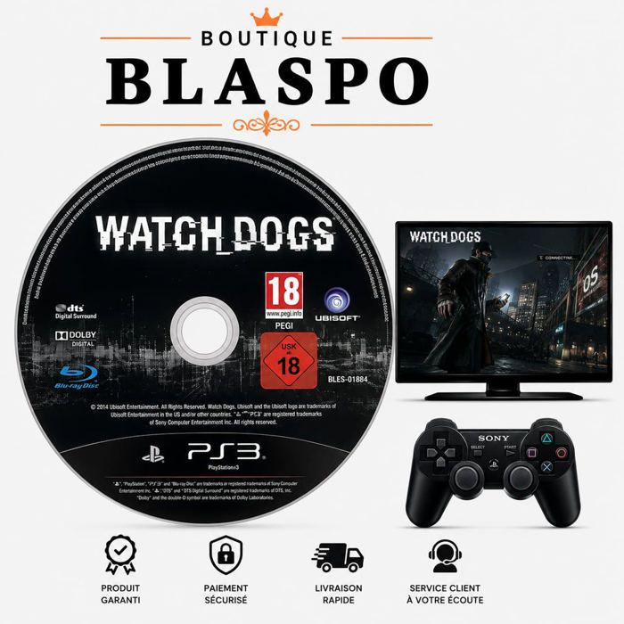 Ubisoft Watch Dogs – Jeu PS3 – Cd Seul – Sans Boîtier – Version Pal – Action Aventure