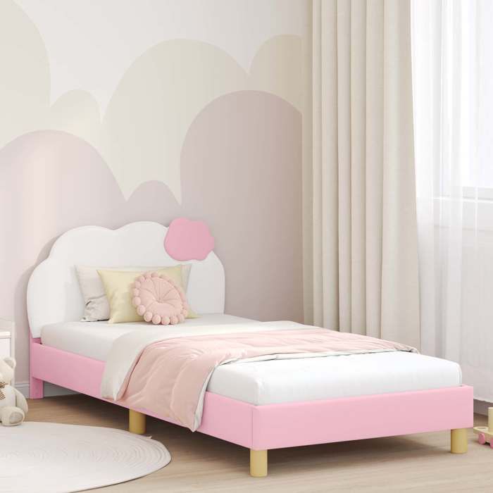 vidaXL Cadre de lit pour enfants avec tête de lit Rose 90 x 190 cm PU 42011020