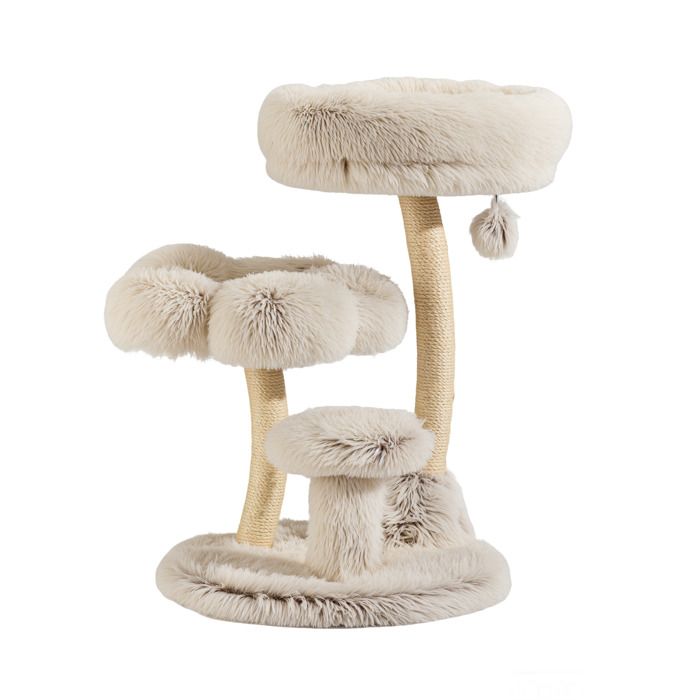 Meilleurs prix pour Fudajo Arbre à chat design 49 x 49 x 74 cm grattoir pour chat avec peluche et sisal aire de jeu tour d’escalade avec balle de jeu