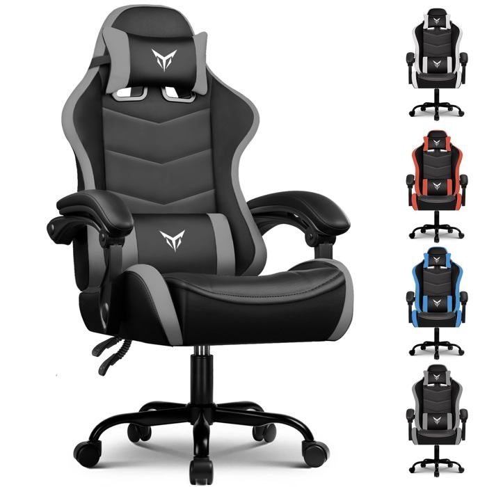 Chaise Gaming Ergonomique avec Support Lombaire et Appui Tête Réglables Fauteuil de Bureau - vue 3