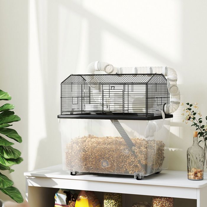 Cage pour hamster - AKOZON - 10855 - Tubes Ø55 cm - Bac profond 31 cm - Roulettes