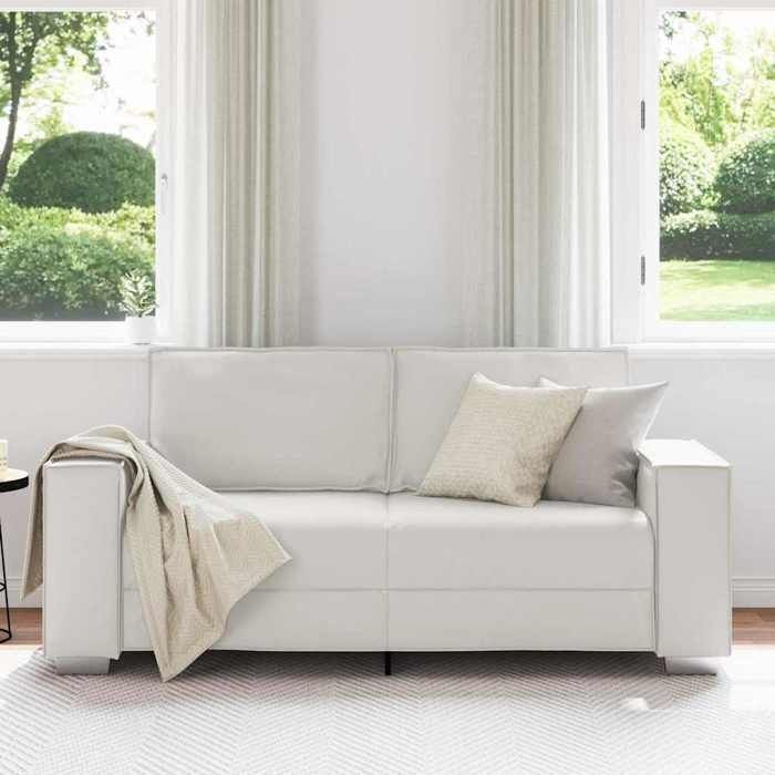 （Blanc）Siège de Salon - Canapé deux places Blanc 180 cm Simili cuir - Sofa-canapé hfs63029