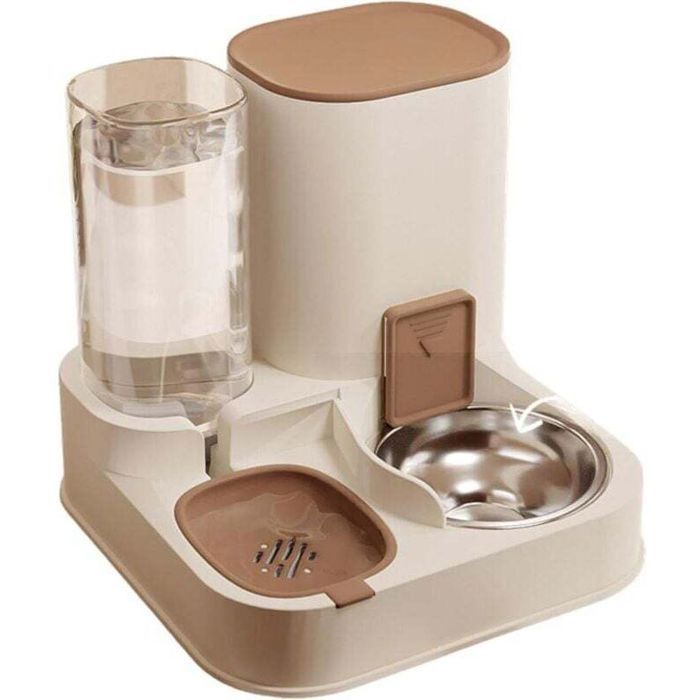 Distributeur automatique de nourriture et deau - PZCC - Design 2 en 1 - Eau 13 L - Nourriture 23 L - Filtre charbon actif