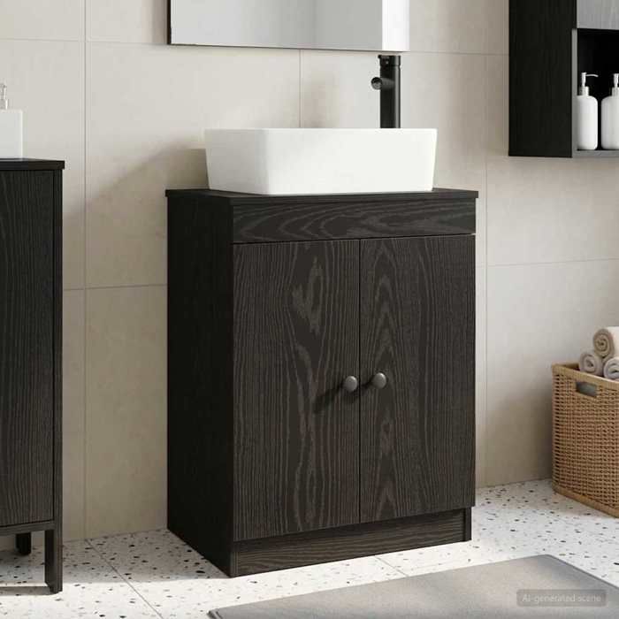 vidaXL Meuble de salle de bain avec évier Noir 54 x 35 x 83 cm 890131
