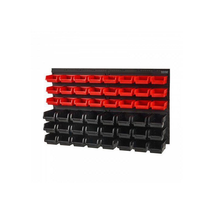 Étagère Bac à Bec Plastique 48 boîtes empilables atelier garage organise vis écrous boulons noir/rouge