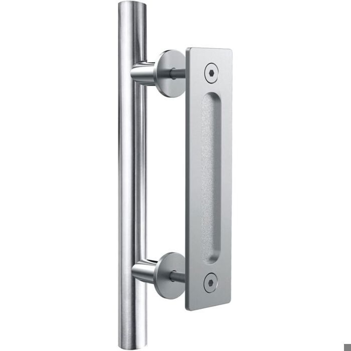Poignee Porte Coulissante Poignee de Porte Acier inoxydable Double face Poigné Argent 24cm