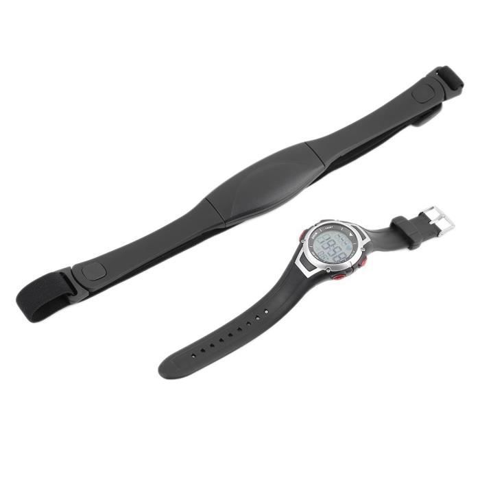 Montre de sport sans fil avec sangle de poitrine moniteur de fréquence cardiaque étanche de 3 mètres noir Femeo