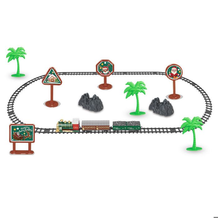 Train electrique enfant 135x75cm - Onwind - train à vapeur électrique classique avec lumière et musique jouet cadeaux de vacances