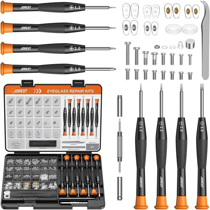 Kit réparation lunettes complet vis plaquettes nez pince chiffon tournevis précision pour lunettes et solaire Kit réparation lunettes complet vis plaquettes nez pince chiffon tournevis précision pour lunettes et solaire