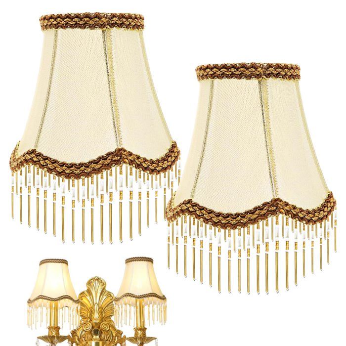 Abat-Jour Rétro Avec Franges: 2 Pièces Abats Jour Vintage En Tissu Vintage Abat-Jours Victorien Frange En Forme De Pétoncle Pour