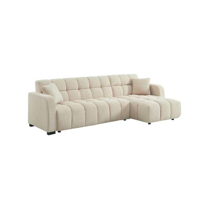 Canapé dangle réversible tissu capitonné 3 places blanc cassé - Dot Canapé dangle réversible tissu capitonné 3 places blanc cassé - Dot