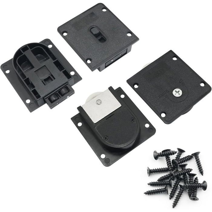 Kit de roulettes pour porte coulissante de placard nylon et ABS roulement silencieux 2 jeux avec vis