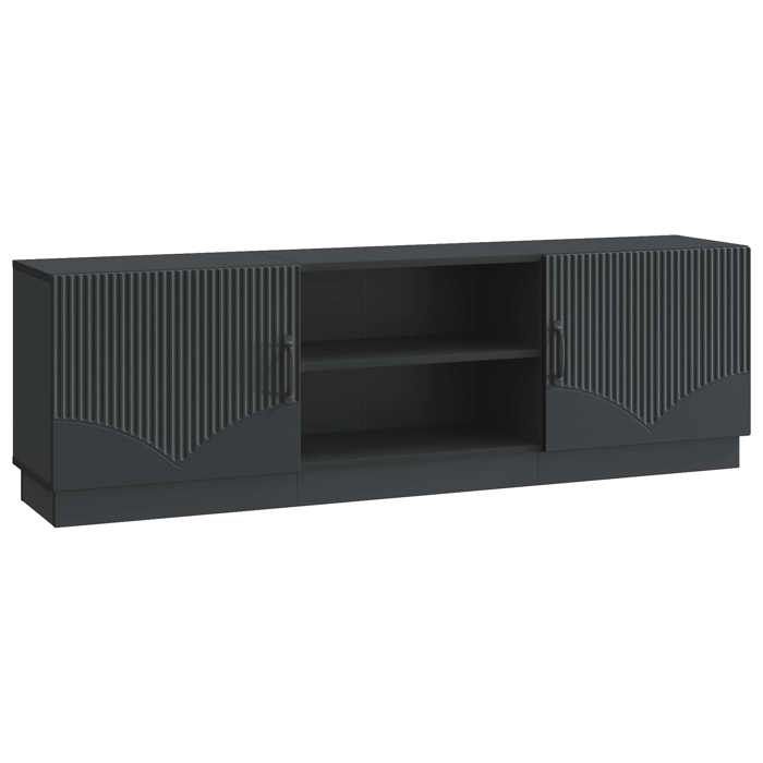Cabinet HIFI robuste et stable - lot de 1 - MEUBLE TV SALON - Noir 150x31x47 cm Bois dingénierie(1 parcel) T11775