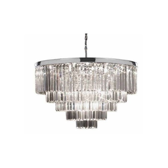 Lustre en cristal chromé - Iluminar AL - Hereford Fall XL Chrome - 80 cm - 70 cm - Chaîne jusqu’à 1 m - Verre cristal K9
