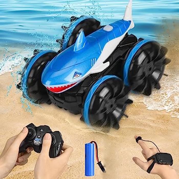 Voiture Télécommandée Amphibie,2.4 GHz Voiture RC étanche avec Capteur de  Geste,4WD Rotation à 360,Jouet pour Enfants 6-14