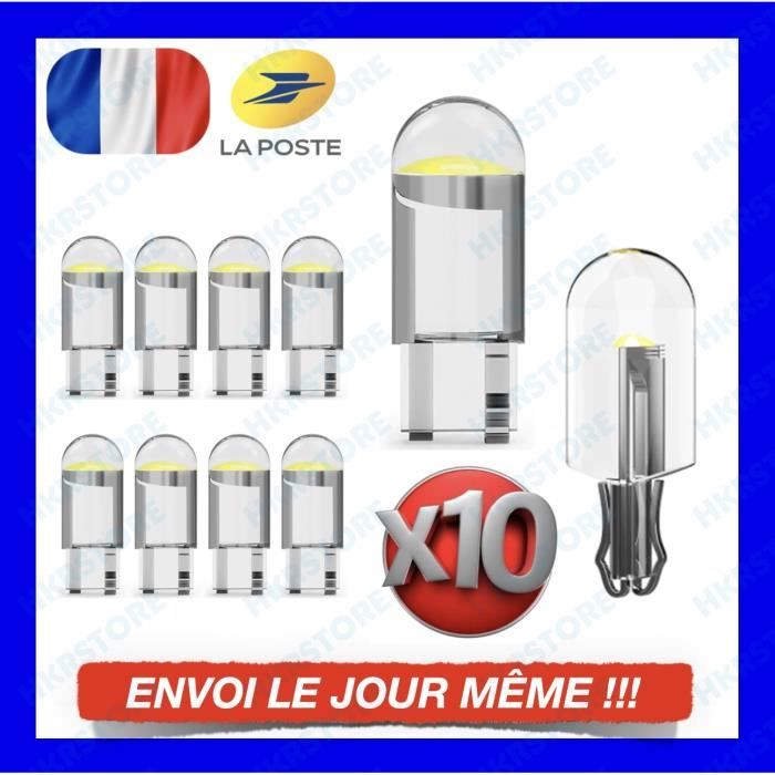 10 AMPOULE LED CANBUS T10 W5W 6000k Blanc Ultra Veilleuse Auto - Cdiscount  Auto