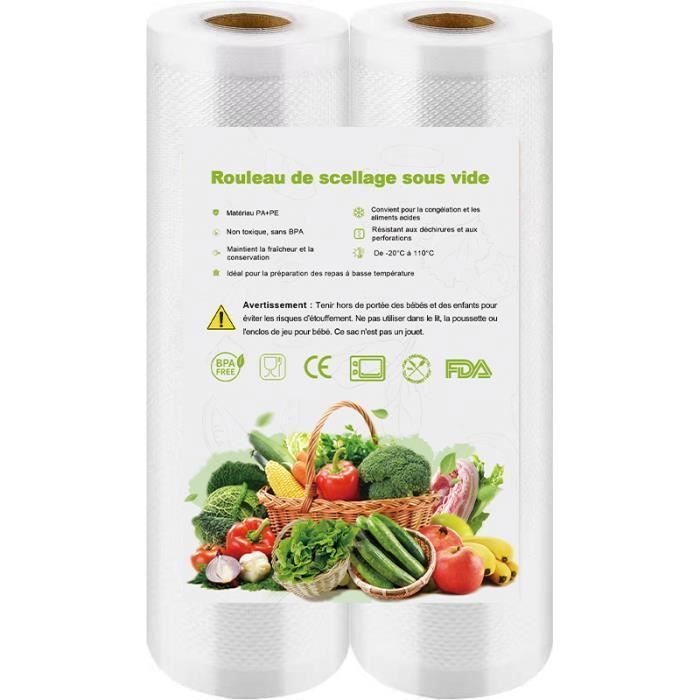 2 Rouleaux de Sacs Sous Vide Alimentaire 28 x 500 cm