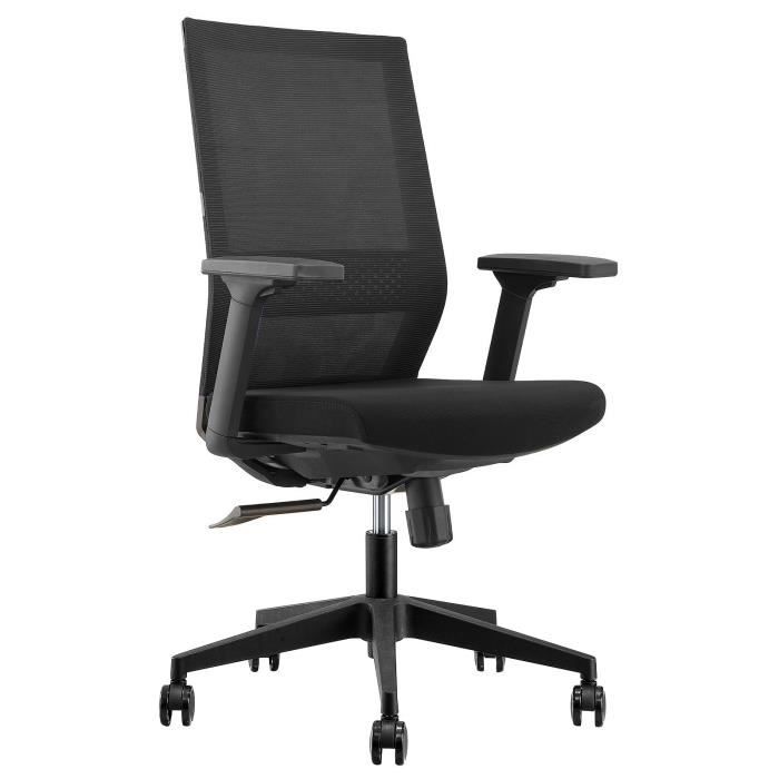 fauteuil ergonomique en tissu/mesh mt240 noir - mt international - accoudoirs 3d et renforcement lombaire