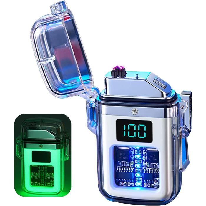 Briquet Électronique USB Double Arc Électrique Rechargeable - Noir Avec Indicateur Batterie
